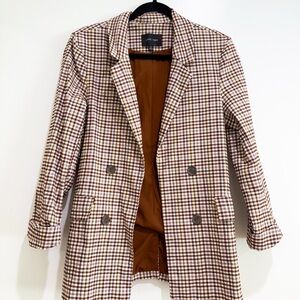 Women's Plaid Jacket - Brown